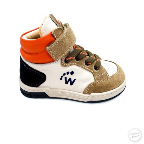 Sneaker alta in pelle beige bambino Walkey