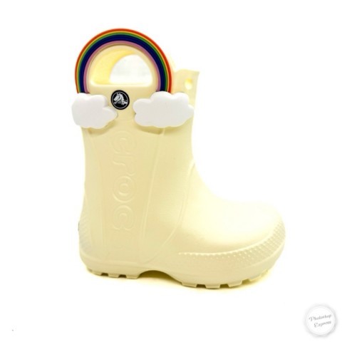 Stivaletto pioggia rain boot avorio bambina arcobaleno Crocs