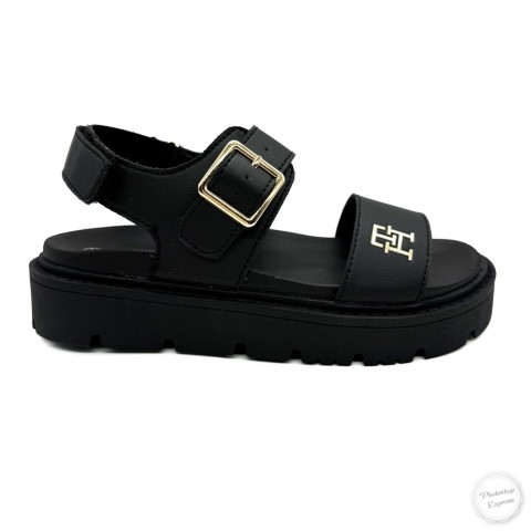 Sandalo nero platform donna Tommy Hilfiger