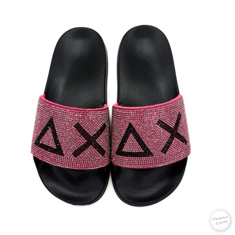 Slippers nera strass fucsia donna SUN 68