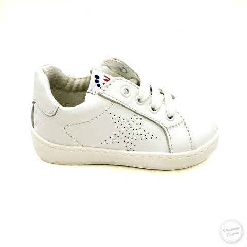 Sneaker pelle bianca bambino Walkey